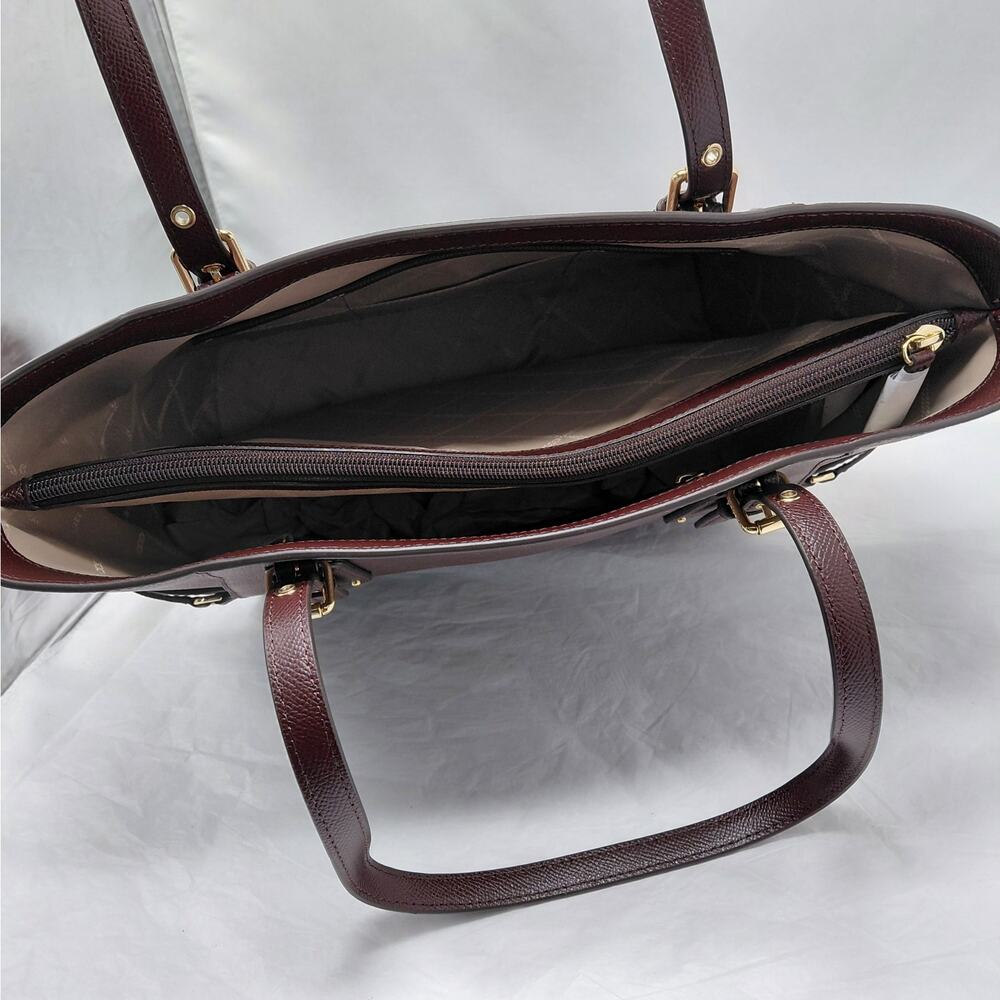 Michael Kors Womens Voyager Tote Bag Brown Leather Classic Shoulder Work Luxury - Picture 6 of 11